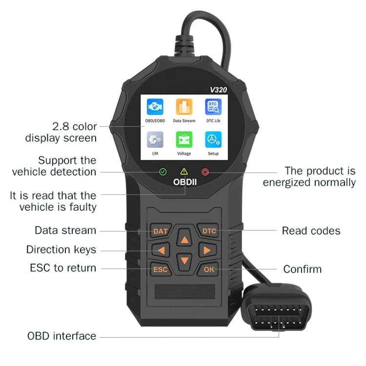 V320 Car OBD2 Diagnostic Instrument Fault Clear Code Reader - HoMEdemic™ 