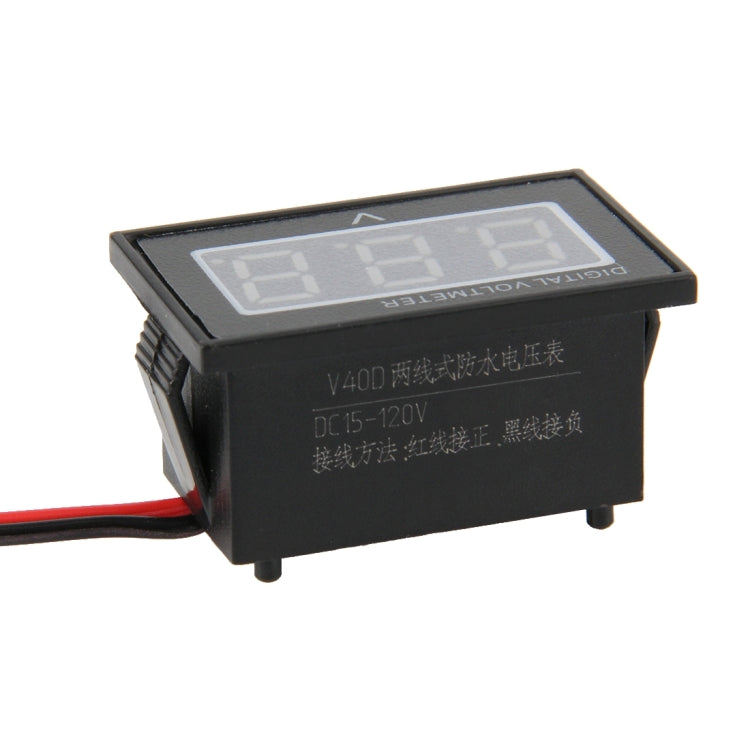 V40D 2 Wires Red Light Display Mini Waterproof IPX4 Digital Voltage Meter, Measure Voltage: DC 15-120V, DT0001G, DT0001L, DT0001R - HoMEdemic™ 