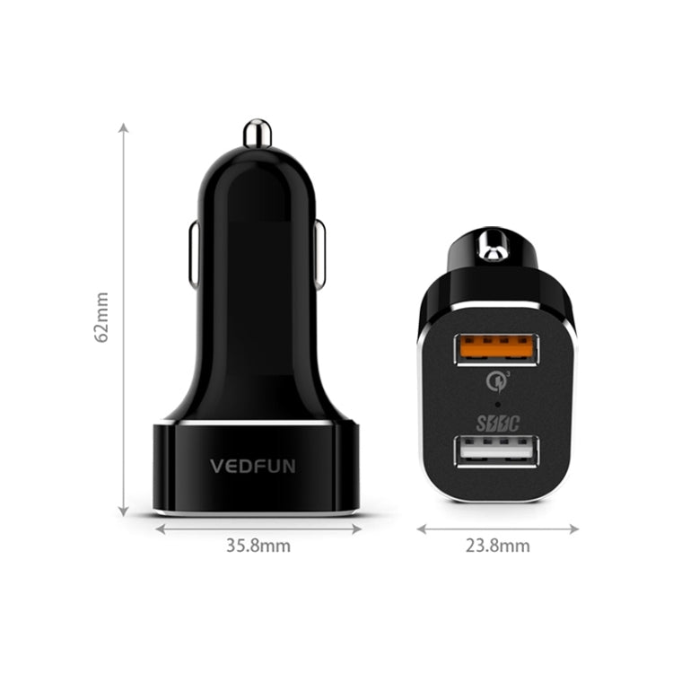 VEDFUN TurboDrive C210 Dual Ports Quick Charge 3.0 + SDDC Technology USB Car Charger for Smartphones and Tablets - HoMEdemic™ 