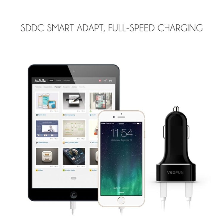 VEDFUN TurboDrive C210 Dual Ports Quick Charge 3.0 + SDDC Technology USB Car Charger for Smartphones and Tablets - HoMEdemic™ 