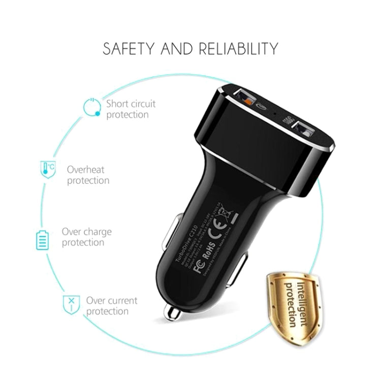 VEDFUN TurboDrive C210 Dual Ports Quick Charge 3.0 + SDDC Technology USB Car Charger for Smartphones and Tablets - HoMEdemic™ 