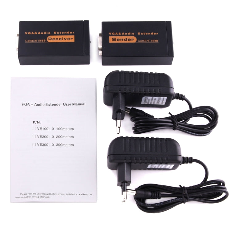 VGA & Audio Extender 1920x1440 HD 100m Cat5e / 6-568B Network Cable Sender Receiver Adapter, US Plug - HoMEdemic™ 