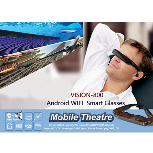 VISION-800 Android 4.4 1GB+2GB Super Smart Retina Glasses 3D VR Virtual Reality Headsets with 5.0MP Camera, Support WiFi, Bluetooth, TF Card, Video Recording - HoMEdemic™ 
