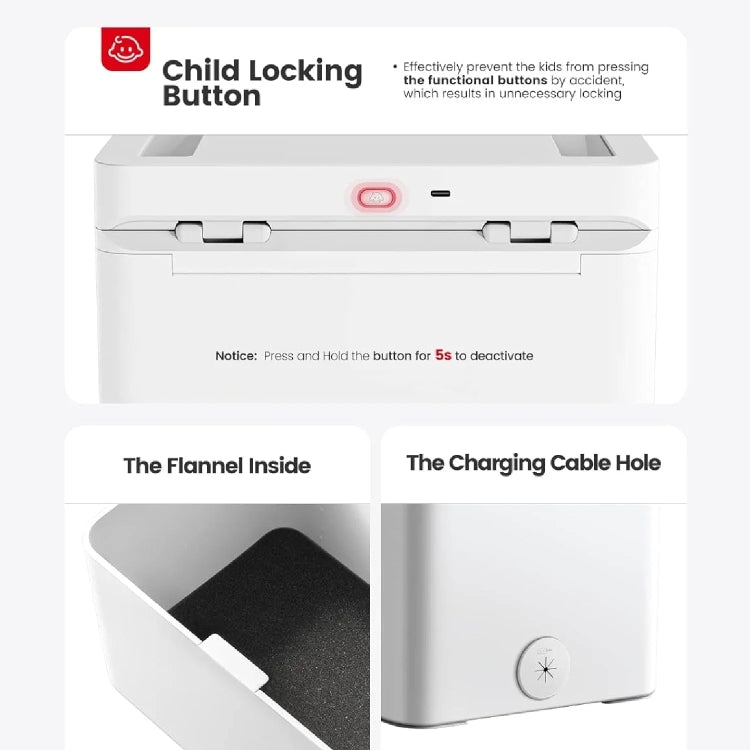 Vaydeer Metal Timed Self-Control Phone Lock Box With Child Lock And LED Display, Spec: Small White - HoMEdemic™ 
