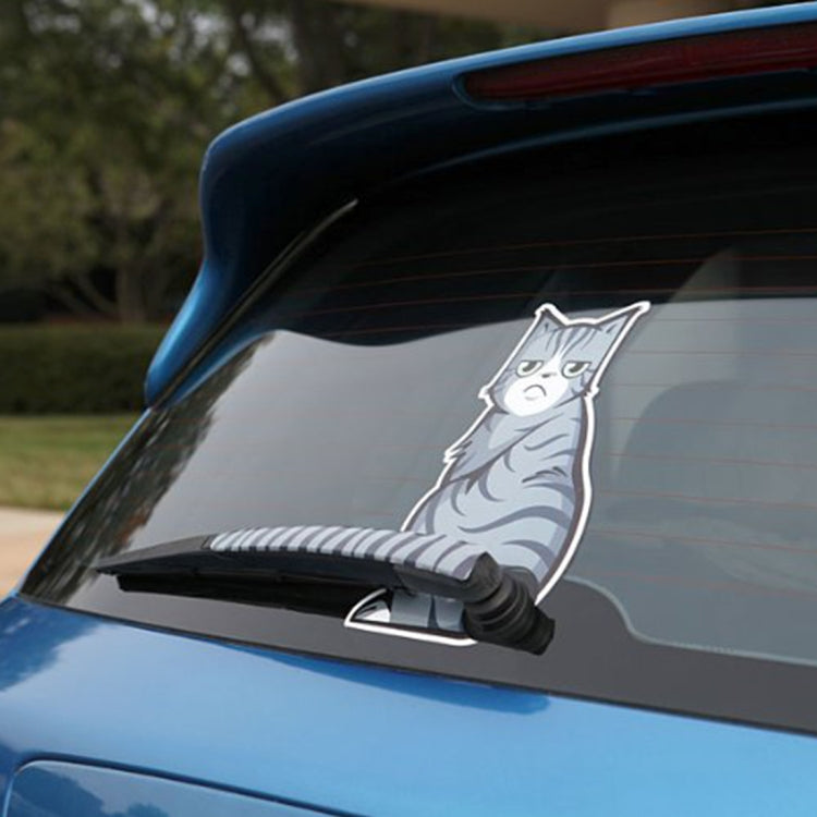Vehicle Car Rear Windshield Window Wiper Reflective Self-Adhesive Cat Moving Tail Vinyl Decal Sticker, Frowning Cat, Smiling Cat - HoMEdemic™ 