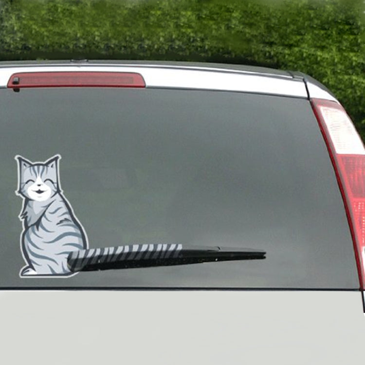 Vehicle Car Rear Windshield Window Wiper Reflective Self-Adhesive Cat Moving Tail Vinyl Decal Sticker, Frowning Cat, Smiling Cat - HoMEdemic™ 