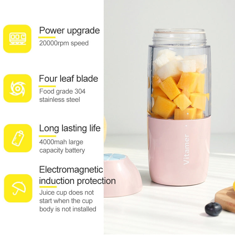 Vitamer USB Mini Portable Juicer Juice Blender Lemon Fruit Squeezers Reamers Bottle (Blue) - HoMEdemic™ 