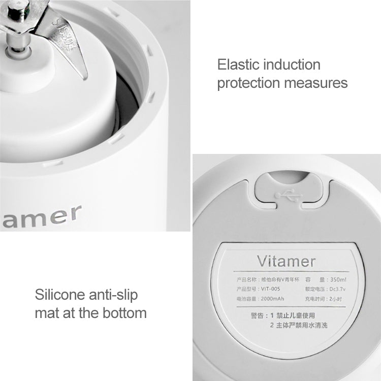 Vitamer USB Mini Portable Juicer Juice Blender Lemon Fruit Squeezers Reamers Bottle (Pink) - HoMEdemic™ 
