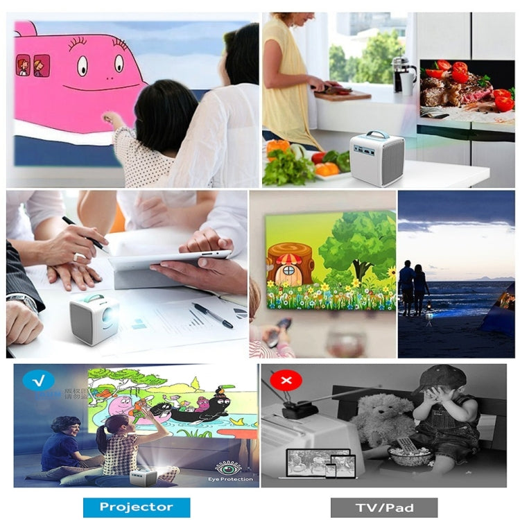 W-S1 10W Children Video Projector 30 Lumens HD 1080P LCD Technology, Support AV / USB / Mini SD Card / HDMI / Audio - HoMEdemic™ 