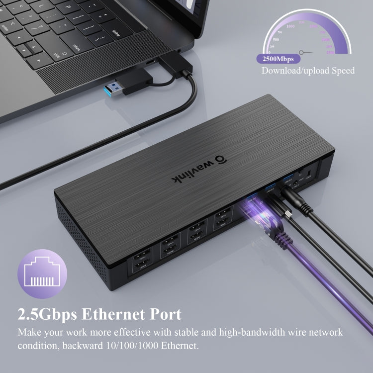 WAVLINK UG69PD10 1 to 4 Screens 4K/5K AV Transfer USB-C to HD Type-C Docking Station Hub, Plug:AU Plug - HoMEdemic™ 