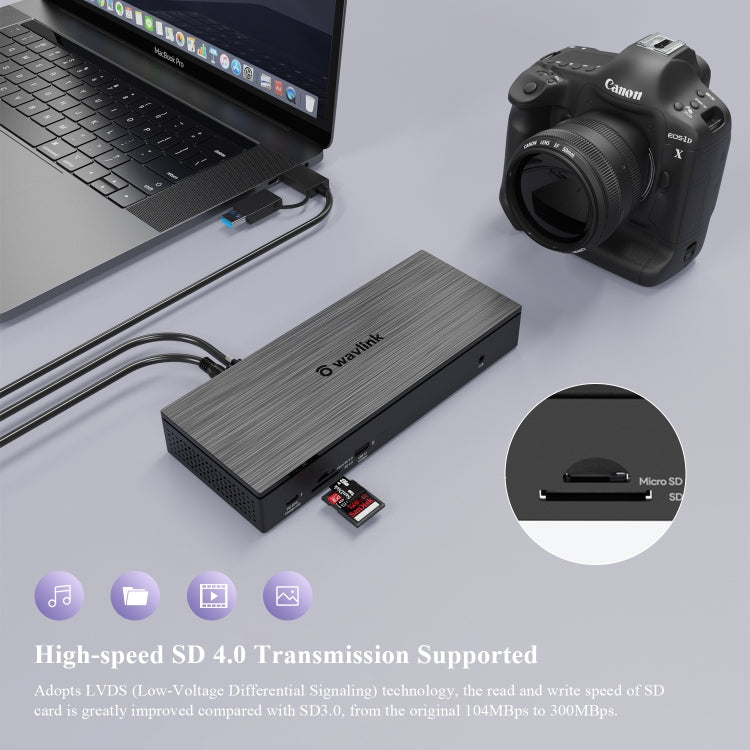 WAVLINK UG69PD10 1 to 4 Screens 4K/5K AV Transfer USB-C to HD Type-C Docking Station Hub, Plug:EU Plug - HoMEdemic™ 