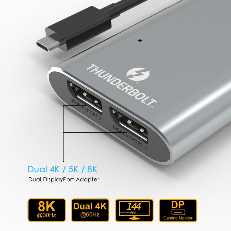 WAVLINK UTA21D DP 4K/5K/8K Video Thunderbolt 3 Type-C to Dual DisplayPort  Adapter - HoMEdemic™ 
