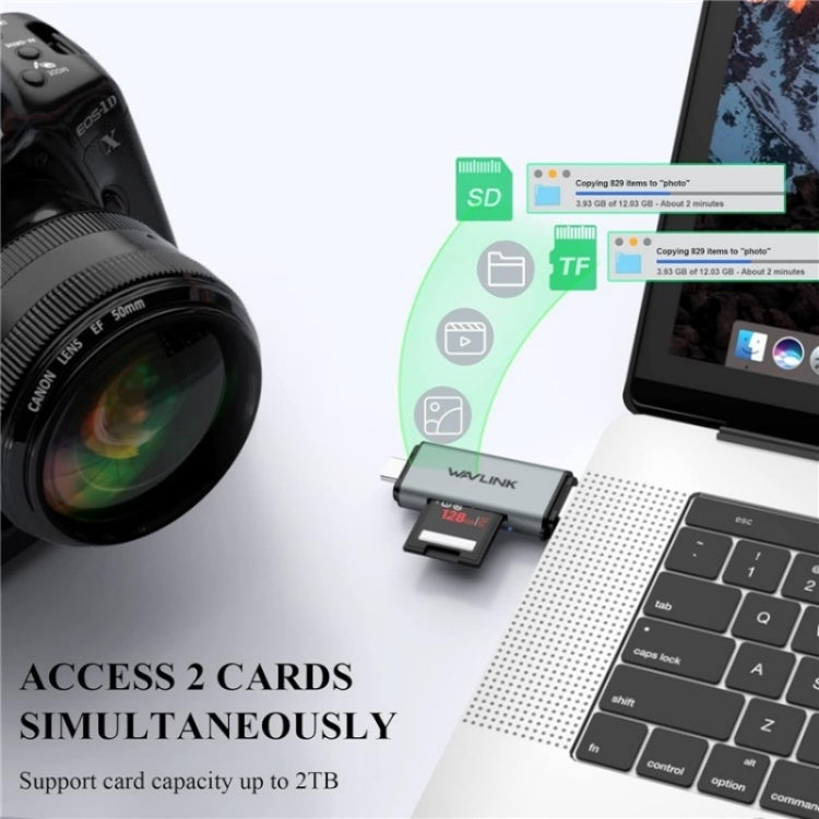 WAVLINK WL-CR3002 Multi-Function Mini Aluminum Alloy Shell Type-C+USB3.0 SD/TF Card Reader - HoMEdemic™ 