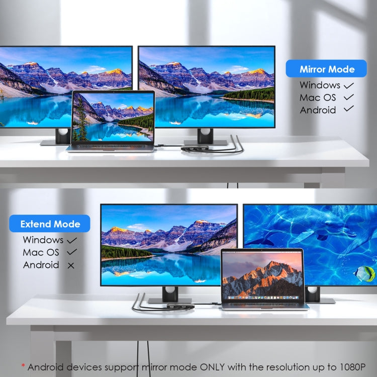 WAVLINK WL-UG69DH2 Dual Monitor USB+Type-C to Dual 4K HD DisplayPort Adapter Splitter(Silver) - HoMEdemic™ 
