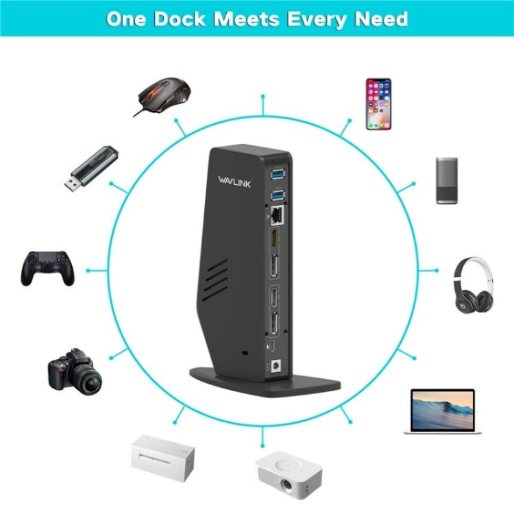 WAVLINK WL-UG69DK5 Laptop Dual 5K / 4K 60Hz Monitor Adapter USB 3.0 Docking Station, Plug:US Plug - HoMEdemic™ 