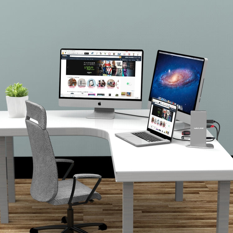 WAVLINK WL-UG69DK7 Laptops Type-C Universal Desktop Docking Station Aluminum Alloy HUB Adapter(EU Plug) - HoMEdemic™ 