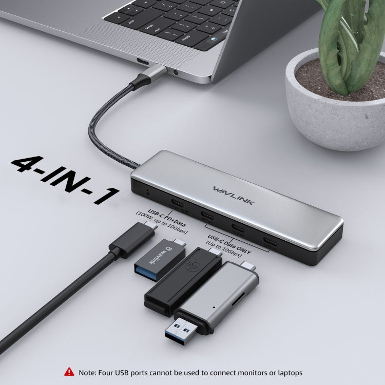 WAVLINK WL-UHP3411 10G Data Transfer Hub 4-in-1 Type-C to 4 USB-C 3.2 Gen2 Ports Adapter - HoMEdemic™ 