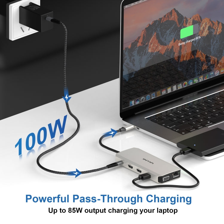 WAVLINK WL-UMD301 12 in 1 Multi-port Adapter 2*HDMI+1*VGA Triple Display USB-C Hub Dock - HoMEdemic™ 