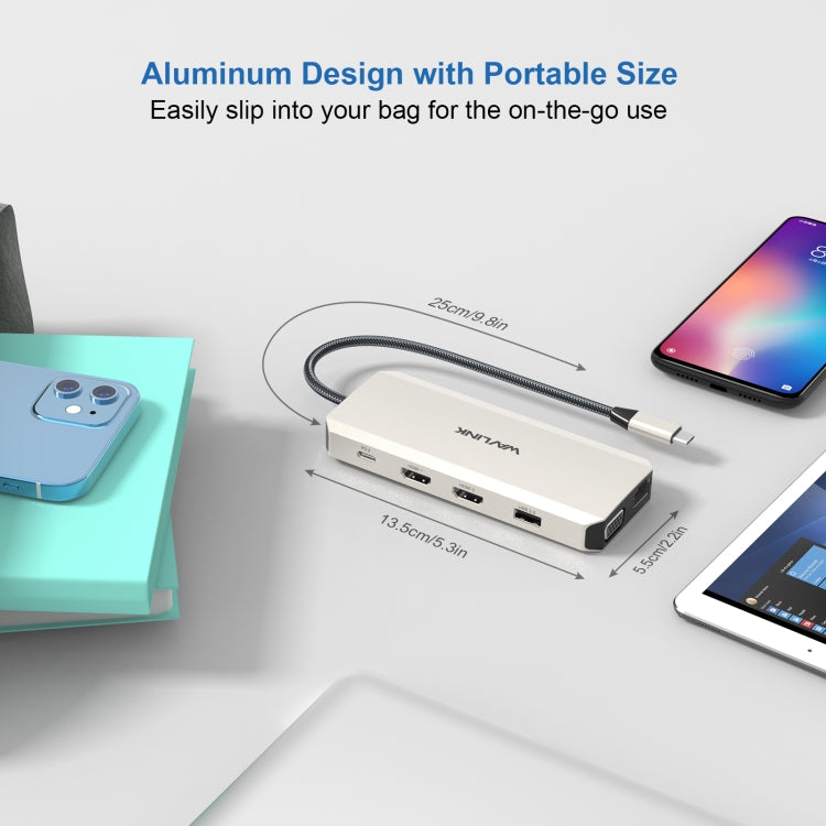 WAVLINK WL-UMD301 12 in 1 Multi-port Adapter 2*HDMI+1*VGA Triple Display USB-C Hub Dock - HoMEdemic™ 