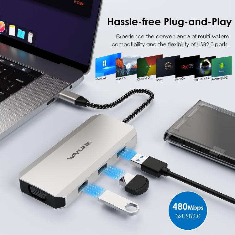 WAVLINK WL-UMD305 7 in 1 4K DP / HDMI Quard Display USB-C Hub Dock Multi-port Adapter - HoMEdemic™ 