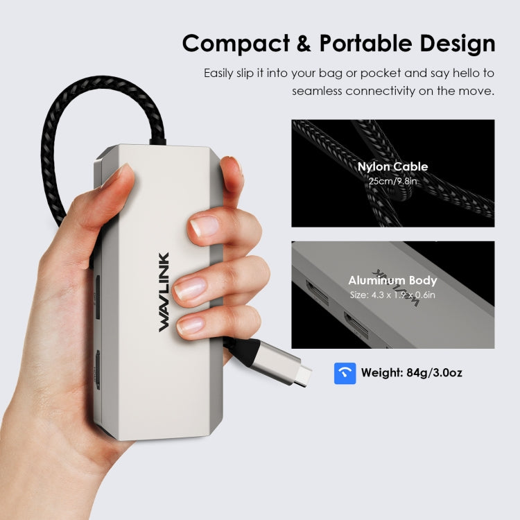 WAVLINK WL-UMD305 7 in 1 4K DP / HDMI Quard Display USB-C Hub Dock Multi-port Adapter - HoMEdemic™ 