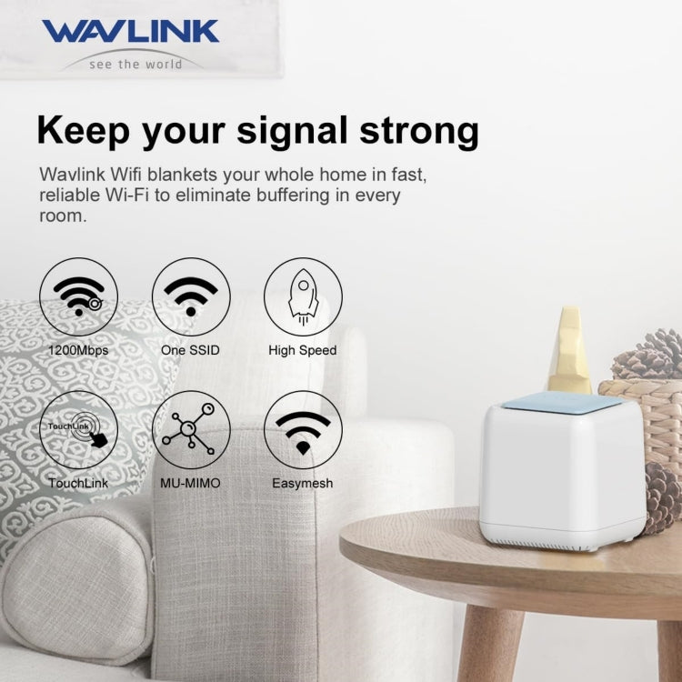 WAVLINK WN535M2 For Home Office 2pcs Mesh Wireless Router AC1200 Dual Band WiFi Signal Booster, Plug:US Plug - HoMEdemic™ 