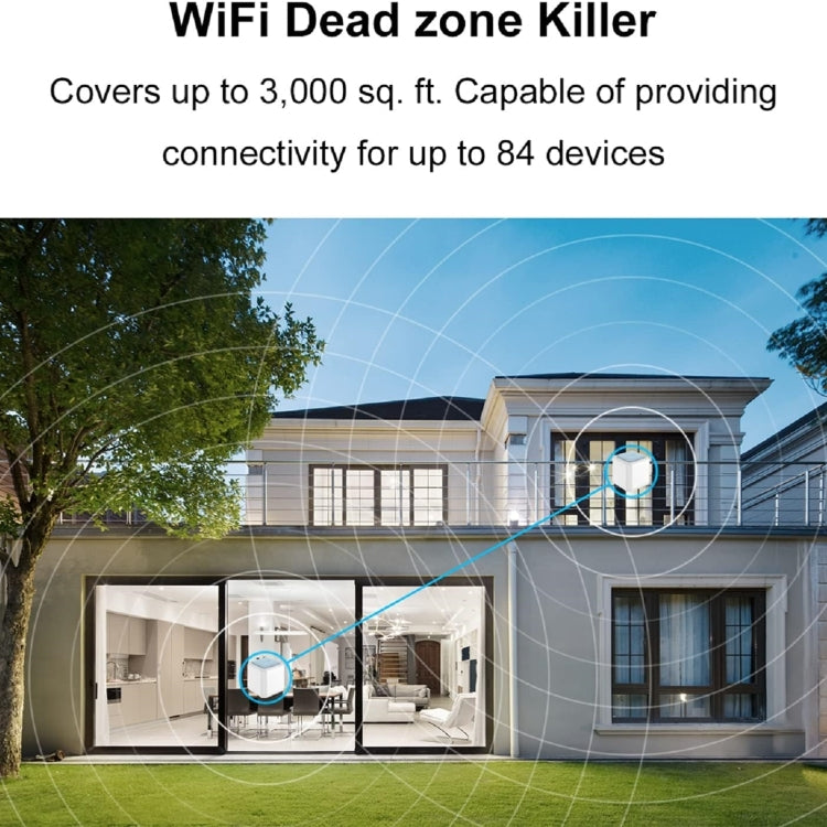 WAVLINK WN535M2 For Home Office 2pcs Mesh Wireless Router AC1200 Dual Band WiFi Signal Booster, Plug:US Plug - HoMEdemic™ 