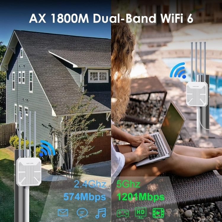 WAVLINK WN573HX1 WiFi 6 AX1800 IP67 Waterproof Outdoor Dual Band Wireless WiFi Routers, Plug:EU Plug - HoMEdemic™ 
