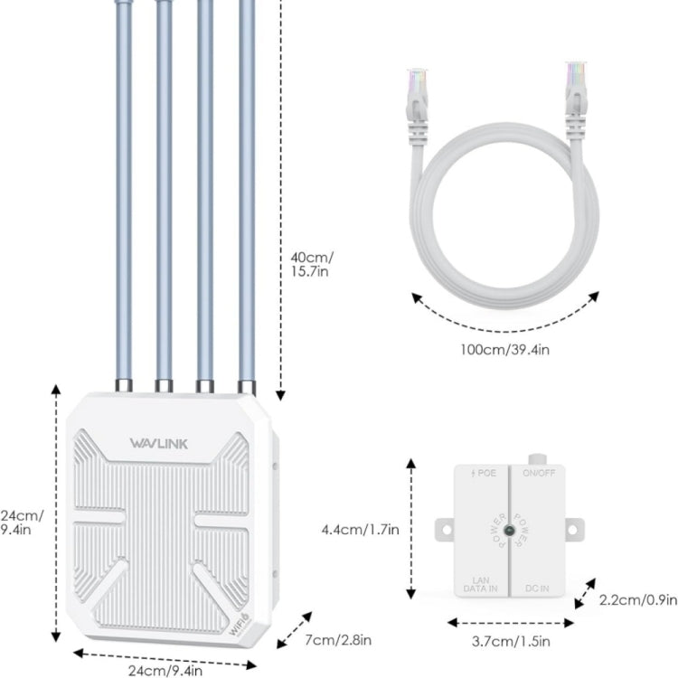 WAVLINK WN573HX3 AX3000 Waterproof Outdoor WiFi Wireless Outdoor Dual Band Router, Plug:AU Plug - HoMEdemic™ 