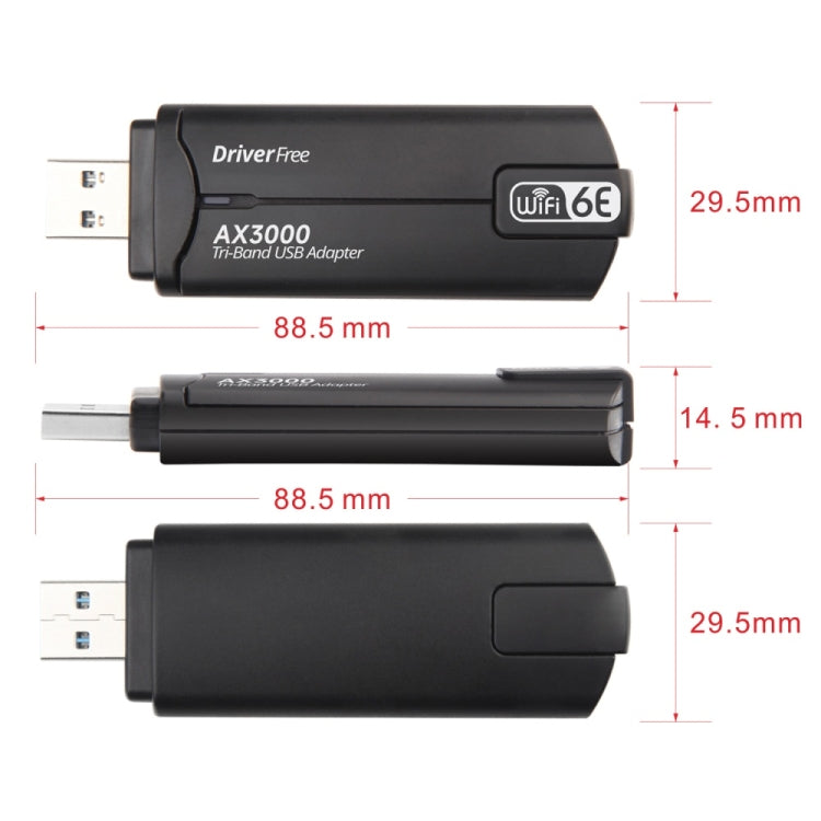 WD-AX3000 For Desktop PC WiFi Receiver USB 3.0 WiFi6 Driver Free Wireless Network Card(Red) - HoMEdemic™ 