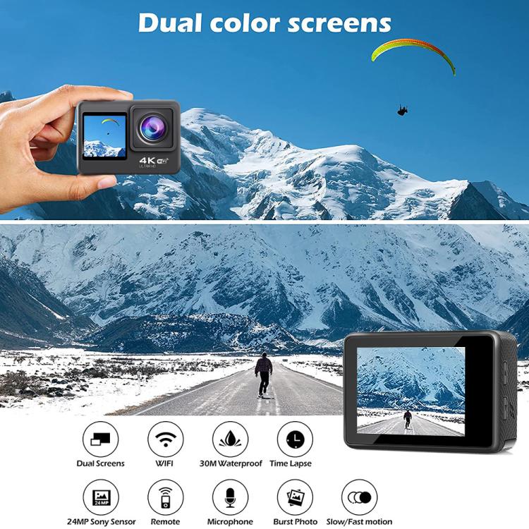 WIFI Color Dual-Screen HD 4K Video Outdoor Waterproof Sports Camera(AT-Q60AR) - HoMEdemic™ 
