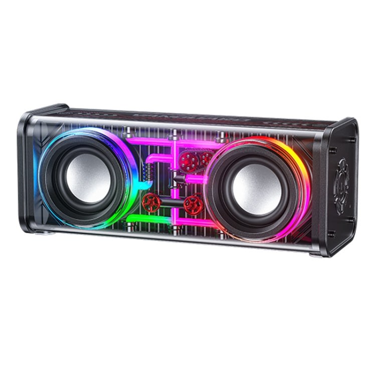 WK D45 10W Dual Speaker Transparent Mecha Bluetooth Speaker(Black) - HoMEdemic™ 