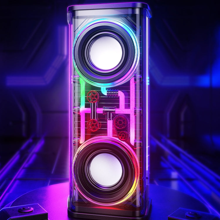 WK D45 10W Dual Speaker Transparent Mecha Bluetooth Speaker(Black) - HoMEdemic™ 