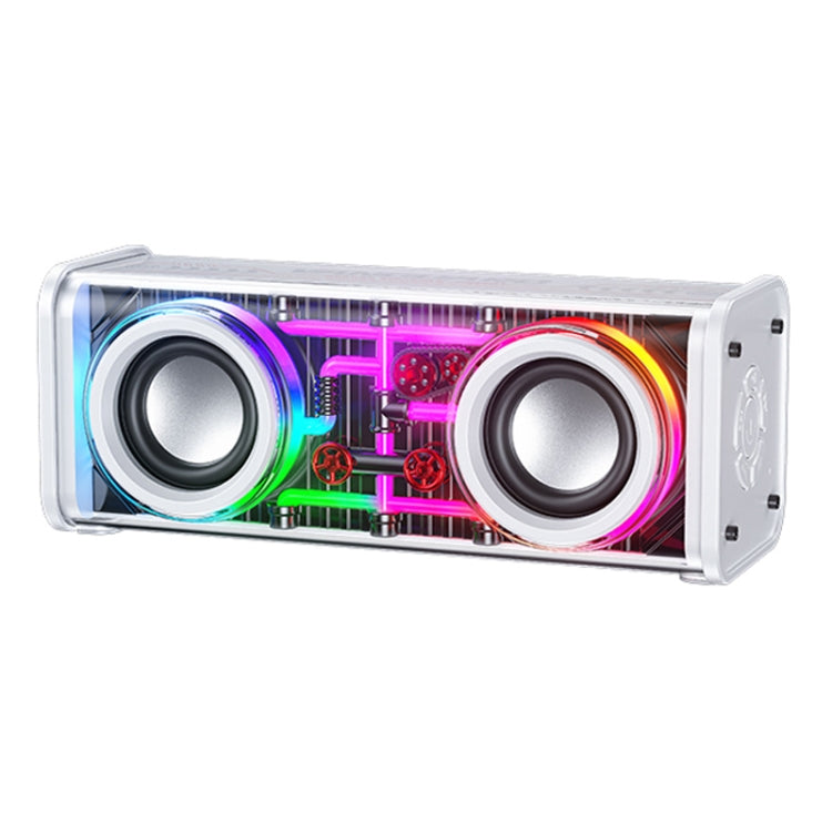 WK D45 10W Dual Speaker Transparent Mecha Bluetooth Speaker(White) - HoMEdemic™ 