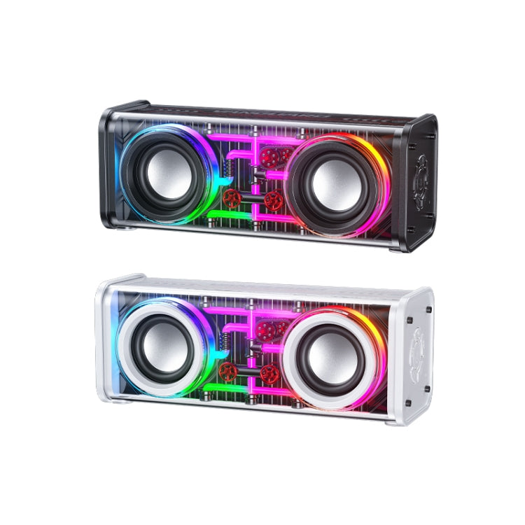 WK D45 10W Dual Speaker Transparent Mecha Bluetooth Speaker(White) - HoMEdemic™ 