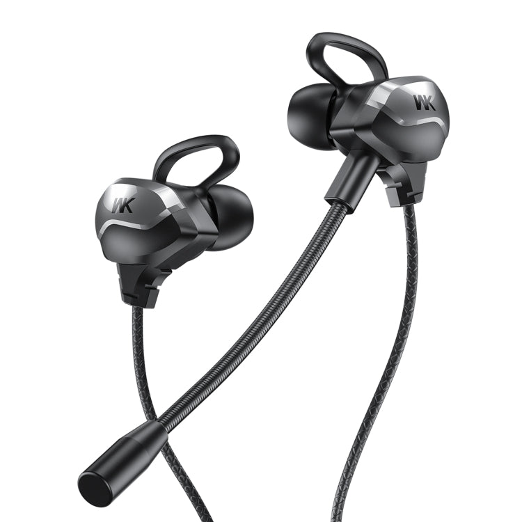 WK ET-Y30 ET Series 3.5mm Elbow In-ear Wired Wire-control Gaming Earphone with Microphone (Black) - HoMEdemic™ 