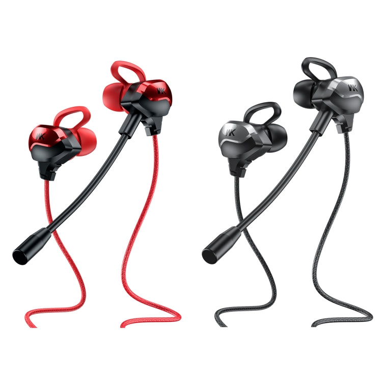 WK ET-Y30 ET Series 3.5mm Elbow In-ear Wired Wire-control Gaming Earphone with Microphone (Black) - HoMEdemic™ 