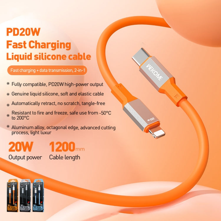 WK WDC-17 PD 20W USB-C/Type-C to 8 Pin Silicone Data Cable, Length: 1.2m(Black) - HoMEdemic™ 