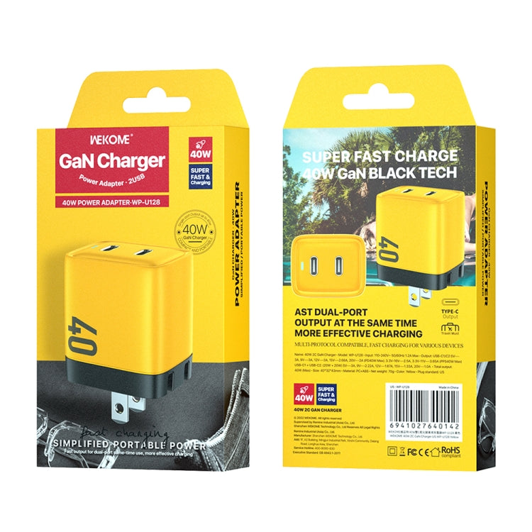 WK WP-U128 40W Dual USB-C/Type-C Interface Gallium Nitride Charger,Specifications: US Plug - HoMEdemic™ 