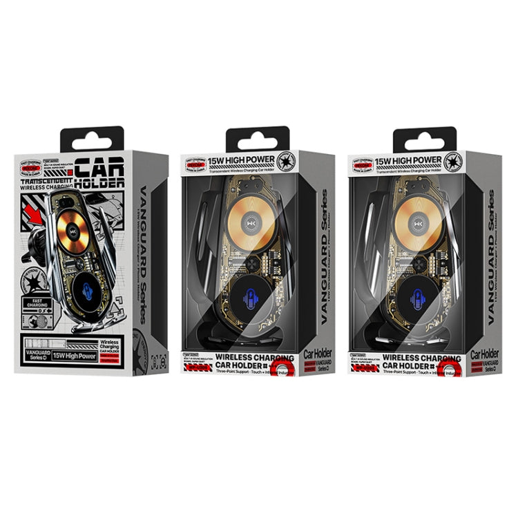 WK WP-U205 15W Vanguard Series Transcendent Wireless Charging Car Holder (Black) - HoMEdemic™ 