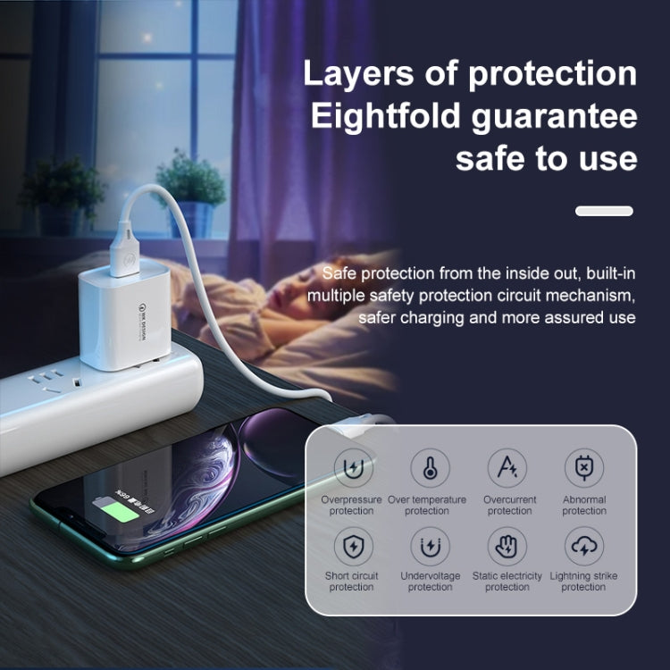 WK WP-U57 Max 18W Maxspeed QC3.0 Fast Charger + USB to 8 Pin Data Cable, Plug Type:US Plug - HoMEdemic™ 