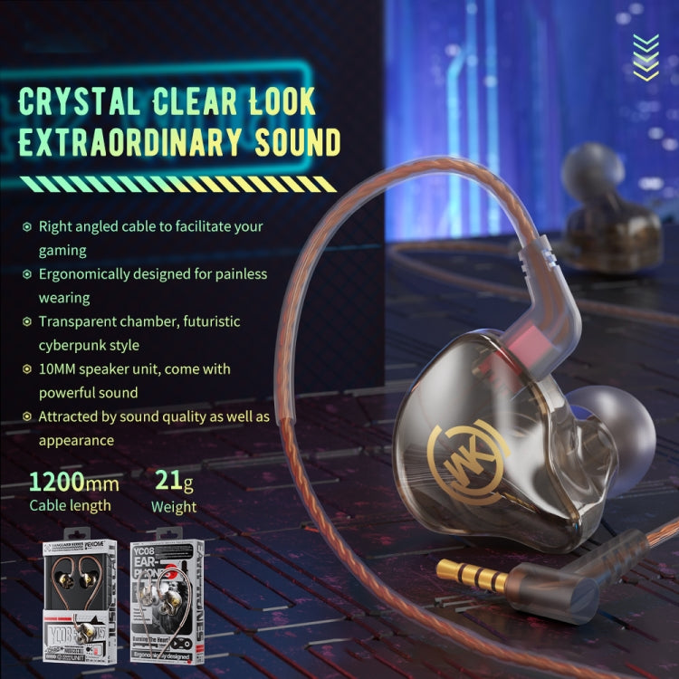 WK YC08 8 Pin Transparent Music Call Wired Earphone, Length: 1.2m(Black) - HoMEdemic™ 