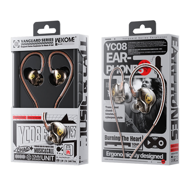 WK YC08 8 Pin Transparent Music Call Wired Earphone, Length: 1.2m(Black) - HoMEdemic™ 