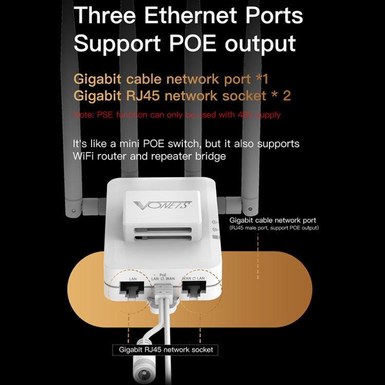 VONETS VAR600-H 600Mbps Wireless Bridge WiFi Repeater, With Power Adapter + 4 Antennas + DC Adapter Set - HoMEdemic™ 