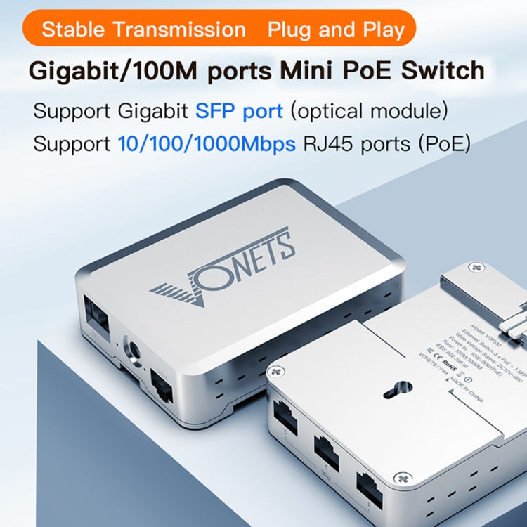VONETS VSP510 5 Ports Ethernet Gigabit Switch with DC Adapter + Rail Fixing Buckle Set - HoMEdemic™ 