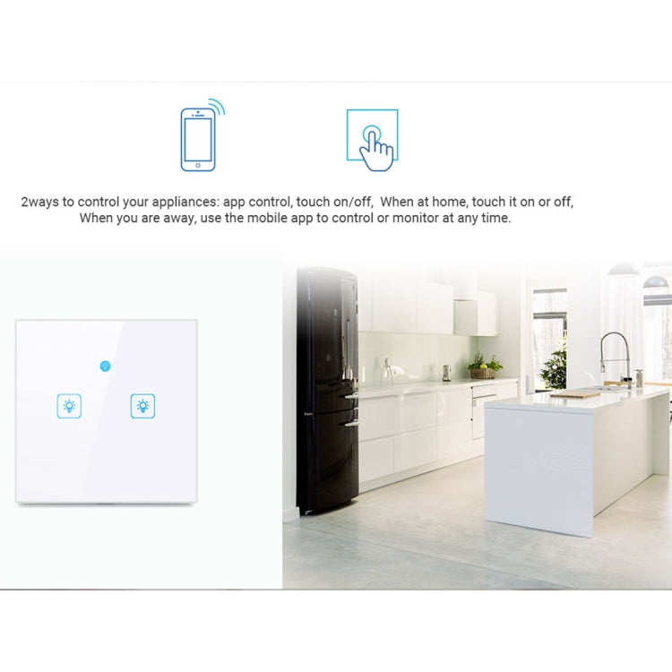 WS-EU-01 EWeLink APP & Touch Control 2A 1 Gang Tempered Glass Panel Smart Wall Switch, AC 90V-250V, EU Plug, 1 Gang - HoMEdemic™ 