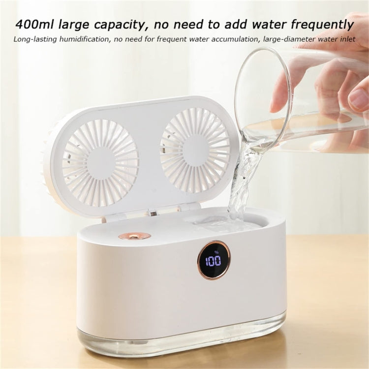 WT-818 Dual-leaf Spray Smart Digital Display Desktop Fan Night Light Humidification Cooler(Pink) - HoMEdemic™ 