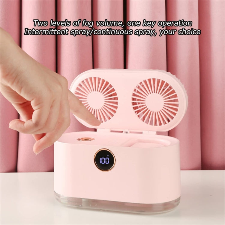 WT-818 Dual-leaf Spray Smart Digital Display Desktop Fan Night Light Humidification Cooler(Pink) - HoMEdemic™ 