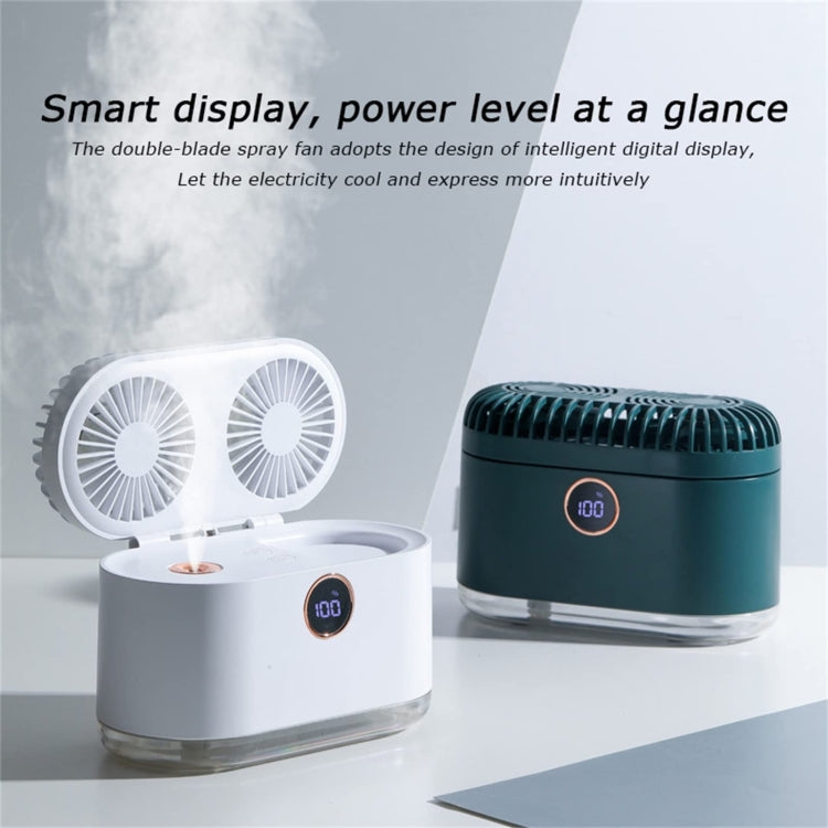 WT-818 Dual-leaf Spray Smart Digital Display Desktop Fan Night Light Humidification Cooler(Pink) - HoMEdemic™ 