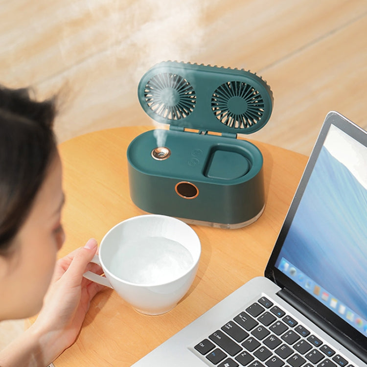 WT-818 Dual-leaf Spray Smart Digital Display Desktop Fan Night Light Humidification Cooler(Pink) - HoMEdemic™ 